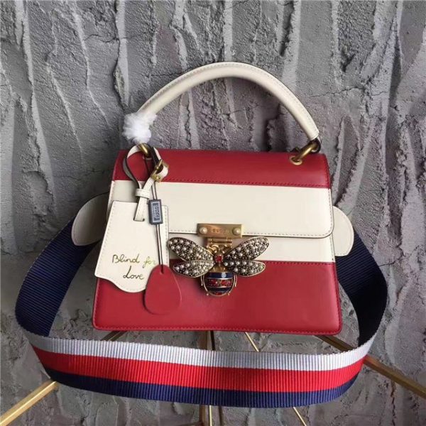 Gucci Queen Margaret Top Handle Fake Bag Red/White