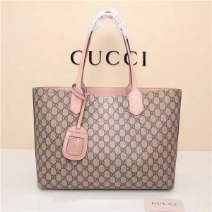 Gucci Reversible GG Replica Leather Tote Handbags Pink