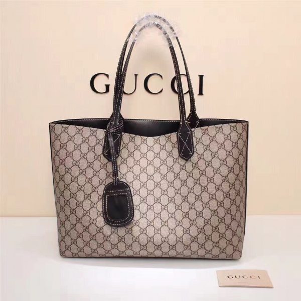 Gucci Reversible GG Replica Leather Tote Handbags Black