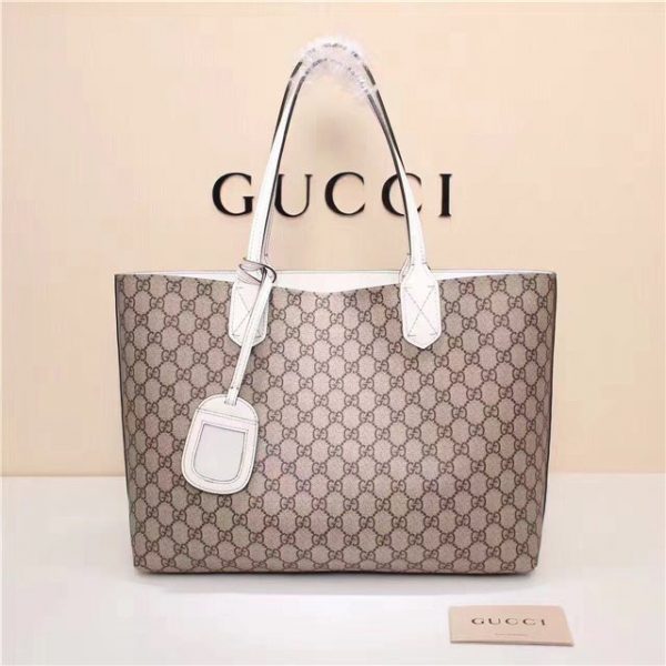 Gucci Reversible GG Replica Leather Tote Handbags Ivory