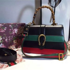 Gucci Dionysus Black Leather Top Handle Bag