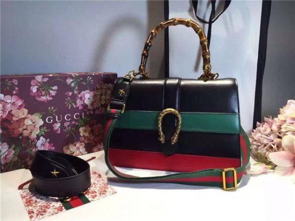 Gucci Dionysus Black Leather Top Handle Bag