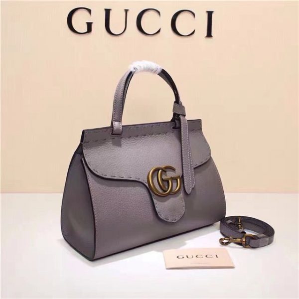 Gucci GG Marmont Top Handle Fake Mini Bag Grey