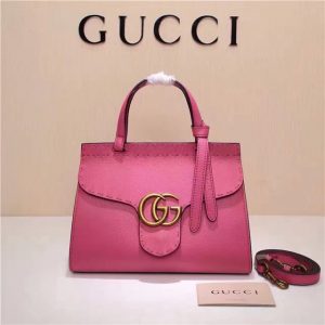 Gucci GG Marmont Top Handle Fake Mini Bag Hot Pink