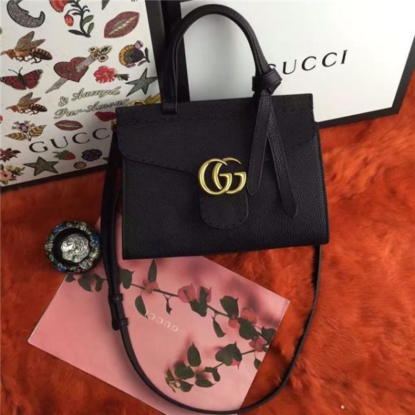 Gucci GG Marmont Top Handle Fake Mini Bag Black