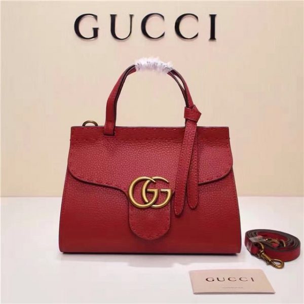 Gucci GG Marmont Top Handle Fake Mini Bag Red