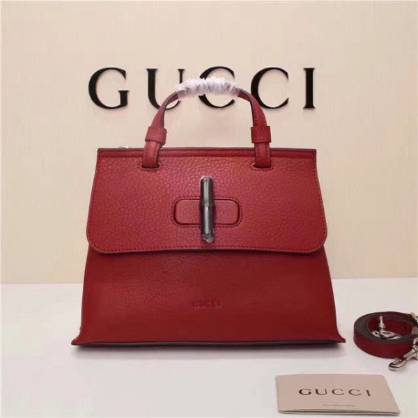 Gucci Bamboo Daily Small Fake Top Handle Bag Red