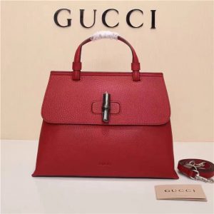 Gucci Bamboo Daily Medium Top Handle Bag Red