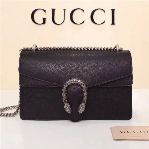 Gucci Dionysus GG Supreme Leather Shoulder Fake Handbag Black