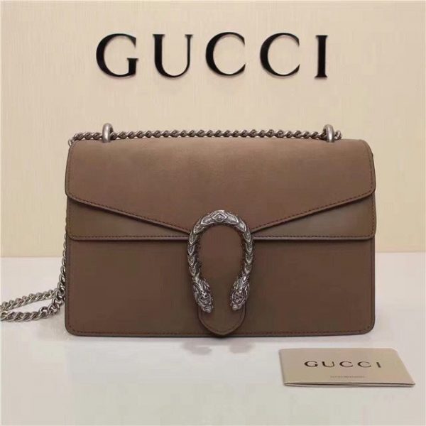 Gucci Dionysus GG Supreme Suede Fake Shoulder Bag Brown