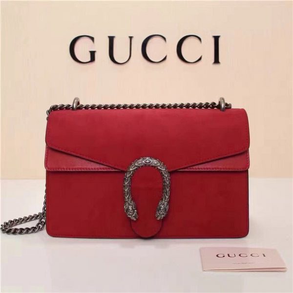 Gucci Dionysus GG Supreme Suede Fake Shoulder Bag Red