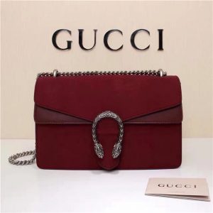 Gucci Dionysus GG Supreme Suede Fake Shoulder Bag Wine