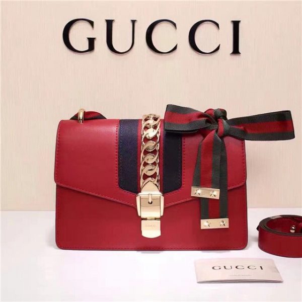 Gucci Sylvie Leather Mini Bag Red