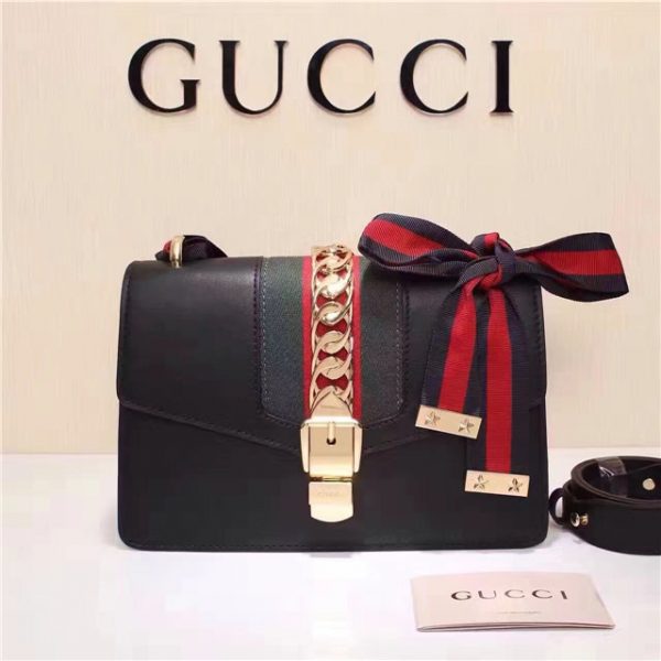 Gucci Sylvie Leather Mini Bag Black