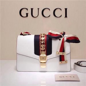 Gucci Sylvie Leather Mini Bag White