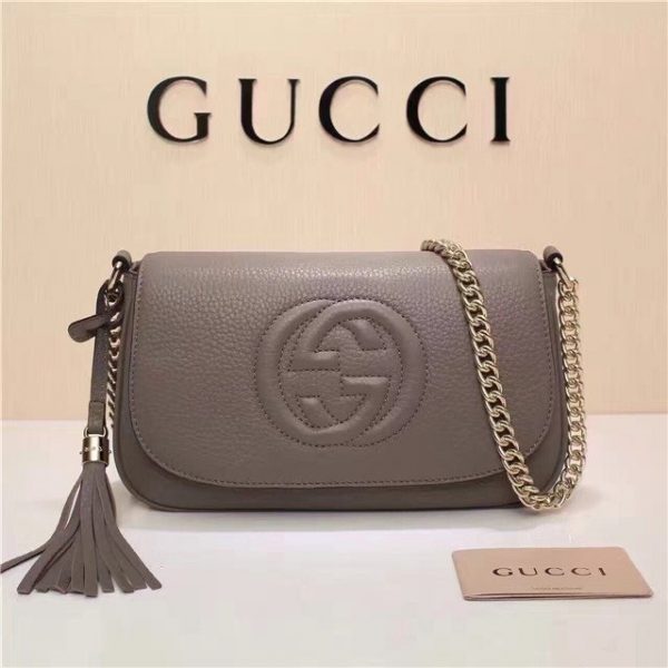 Gucci Soho Leather Shoulder Replica Replica Bag Grey