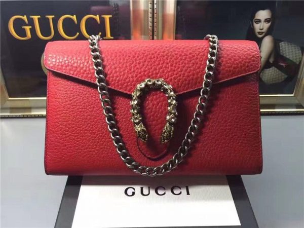 Gucci Dionysus Leather Mini Replica Chain Bags Red