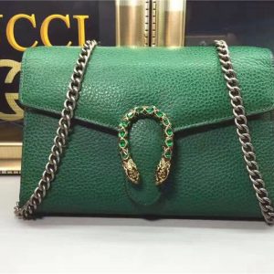 Gucci Dionysus Leather Mini Replica Chain Bags Green