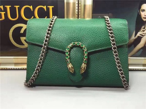 Gucci Dionysus Leather Mini Replica Chain Bags Green