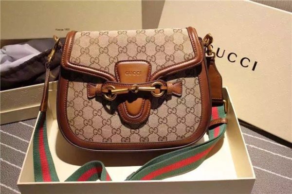 Gucci Lady Web Original GG Shoulder Bag Replica Brown