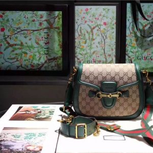 Gucci Lady Web Original GG Shoulder Bag Replica Green