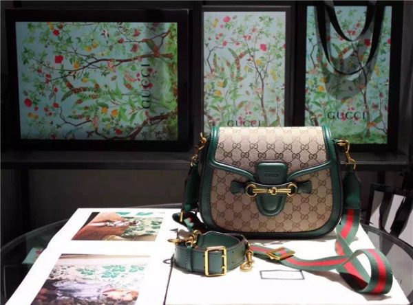 Gucci Lady Web Original GG Shoulder Bag Replica Green