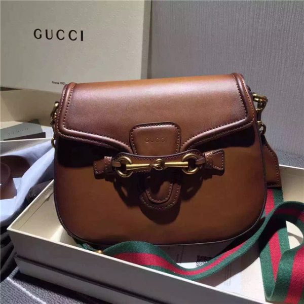 Gucci Lady Web Leather Shoulder Replica Bag Brown