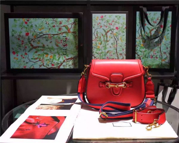 Gucci Lady Web Leather Shoulder Replica Bag Red