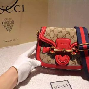 Gucci Small Lady Web Original GG Shoulder Bag Red