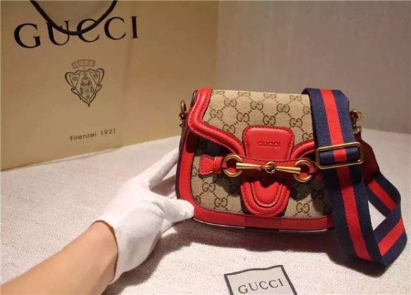 Gucci Small Lady Web Original GG Shoulder Bag Red