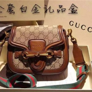 Gucci Small Lady Web Original GG Shoulder Bag Brown