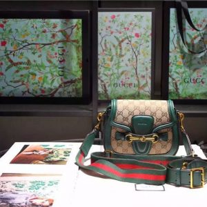 Gucci Small Lady Web Original GG Shoulder Bag Green