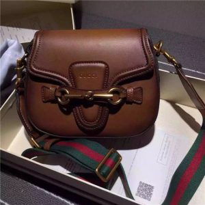 Gucci Small Lady Web Leather Shoulder Replica Bag Brown