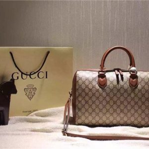 Gucci GG Supreme Boston Top Handle Brown