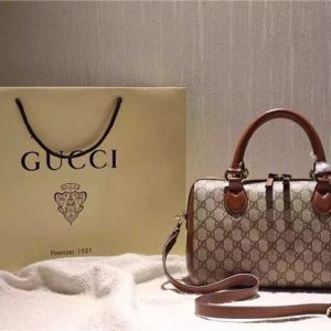 Gucci GG Supreme Small Boston Top Handle Brown