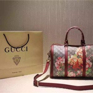 Gucci GG Small Blooms Supreme Boston Top Handle Red