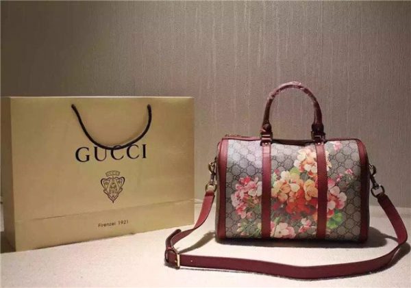 Gucci GG Small Blooms Supreme Boston Top Handle Red