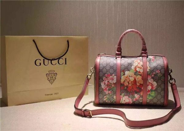Gucci GG Small Blooms Supreme Boston Top Handle Rose