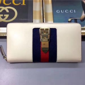 Gucci Sylvie Leather Zip Around Wallet Ivory