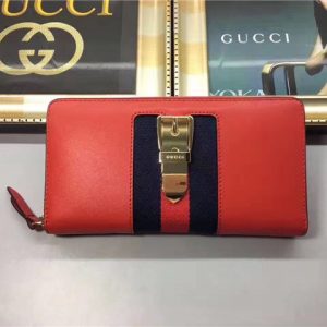 Gucci Sylvie Leather Zip Around Wallet Red