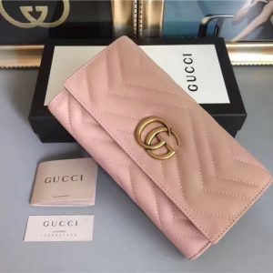 Gucci GG Replica Marmont Continental Wallet Light Pink