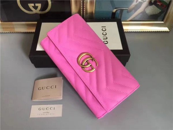Gucci GG Replica Marmont Continental Wallet Pink