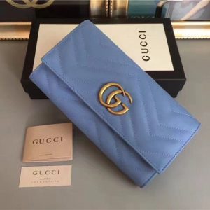 Gucci GG Replica Marmont Continental Wallet Sky Blue