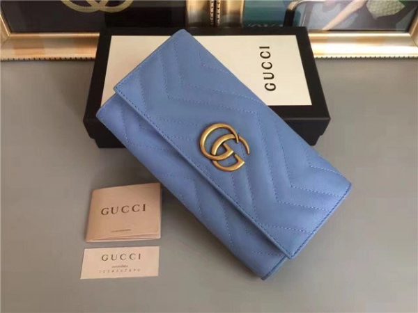 Gucci GG Replica Marmont Continental Wallet Sky Blue