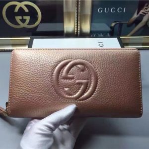 Gucci Soho Leather Zip Around Wallet Gold