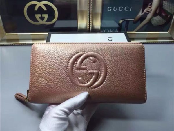 Gucci Soho Leather Zip Around Wallet Gold