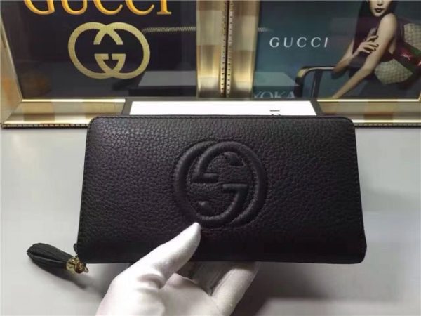 Gucci Soho Leather Zip Around Wallet Black