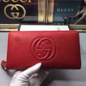 Gucci Soho Leather Zip Around Wallet Red