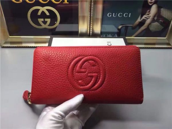 Gucci Soho Leather Zip Around Wallet Red