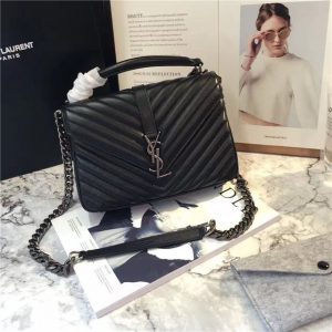 Yves Saint Laurent Classic Medium College Bag Black/Silver